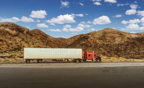 Freight truck on a desert highway
